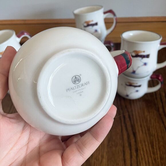 Set of 8 Pfaltzgraff Polar Bear Mugs 14 oz Ice Skating Bear With Hat - Picture 4 of 9